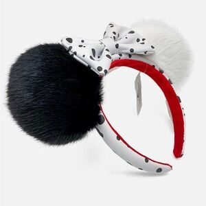 NWT cruella deville furry Disney mouse ears one size - authentic